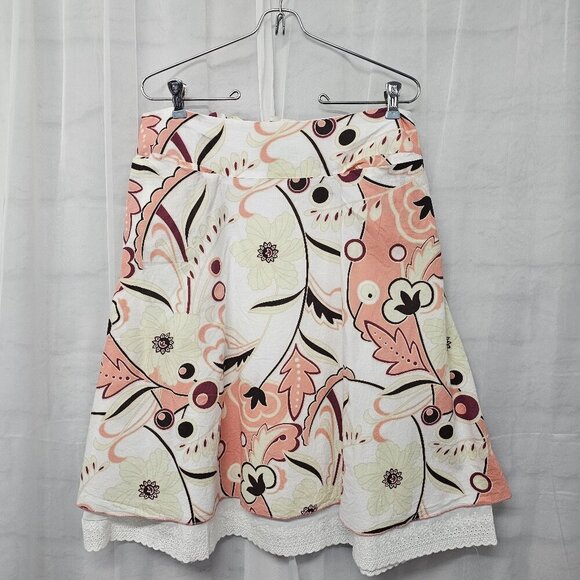 Apostrophe Pink Green Floral Skirt Retro Y2K Boho Eyelet Fairy Festival 10 - Picture 14 of 14